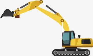 卡通黄色大型挖掘机免抠