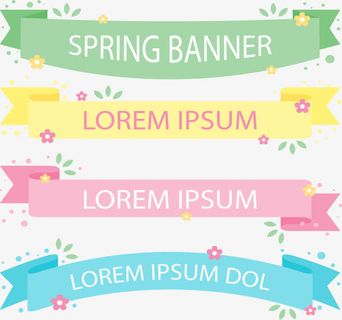 小清新配色春天横幅免抠