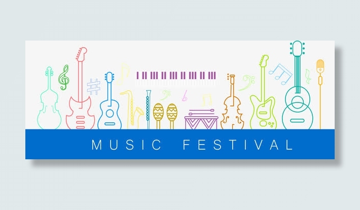 彩色线条乐器音乐节免抠