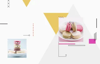 简约三角形几何马卡龙美食宣传平面广告高清