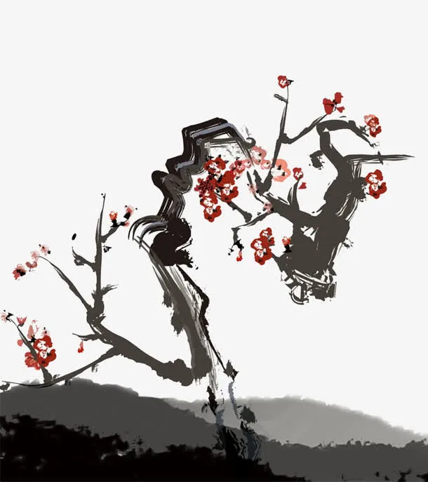 水墨梅花免抠