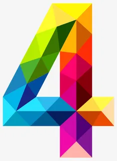 彩色几何拼贴数字4免抠 彩色几何拼贴数字4免抠