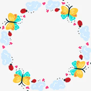 紫色美丽蝴蝶花圈免抠