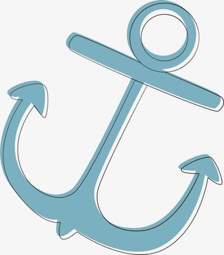 蓝色手绘钓鱼钩免抠