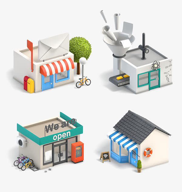 3D立体房屋建筑免抠