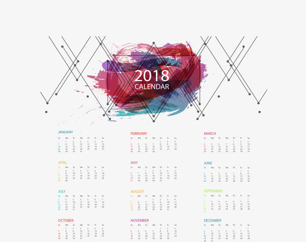 抽象涂鸦日历模板免抠