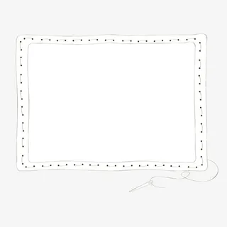 白色针线文字边框免抠