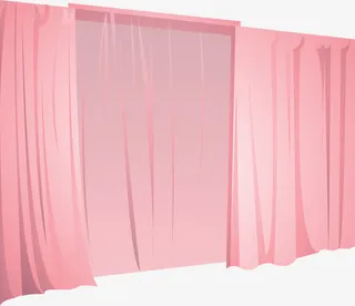 粉红的窗帘窗纱矢量免抠