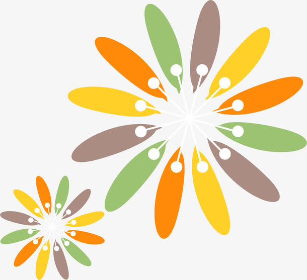 手绘彩色花纹免抠