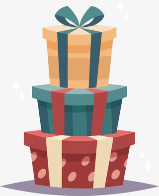 三个彩色礼盒免抠