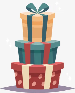 三个彩色礼盒免抠