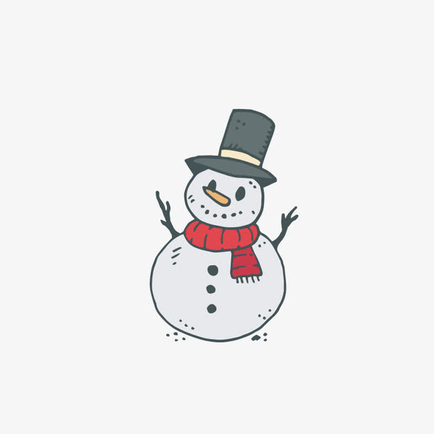 手绘带着围巾的雪人免抠