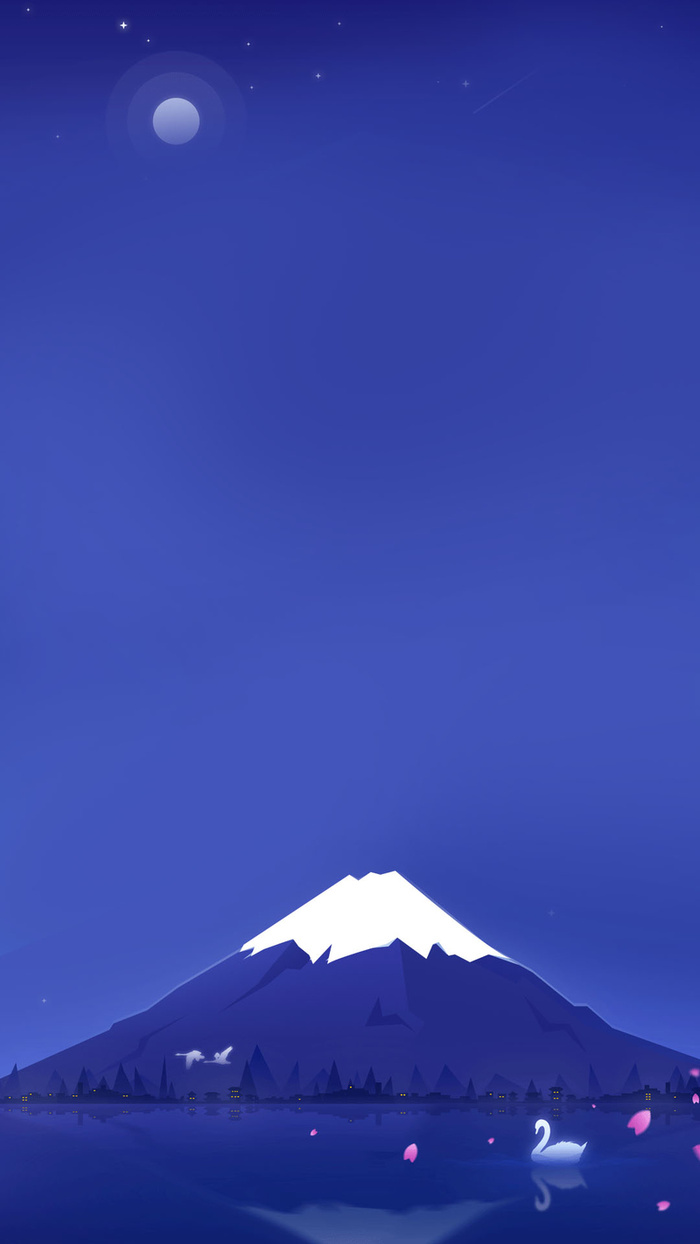 卡通扁平化山峰积雪H5背景高清