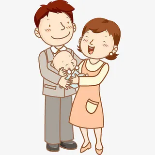 高兴地父母免抠