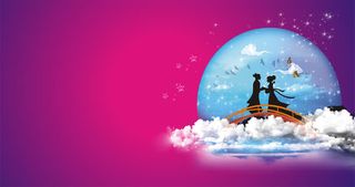 紫色粉色鹊桥相会全屏海报背景