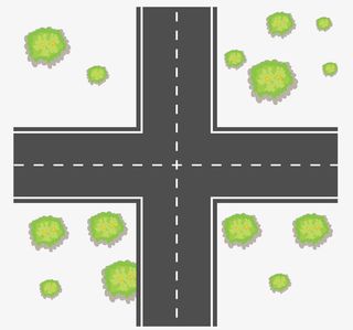 十字路口卡通插画免抠