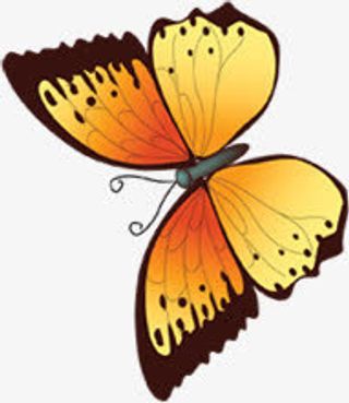 手绘春季黄色蝴蝶免抠