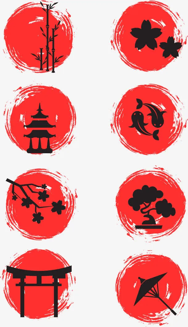 创意合成红色复古元素漂浮形状免抠