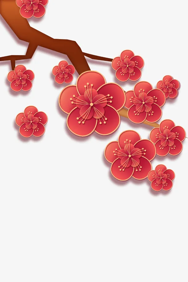 中国年梅花元素免抠