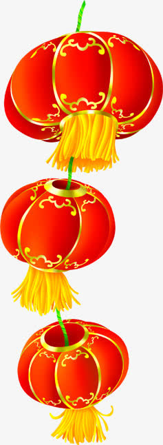 手绘黄色光效灯笼装饰免抠