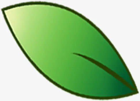 简单笔画绿色树叶渐变免抠