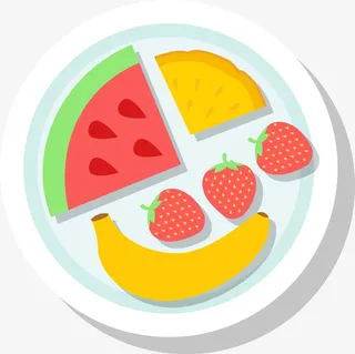彩色卡通盘子水果免抠
