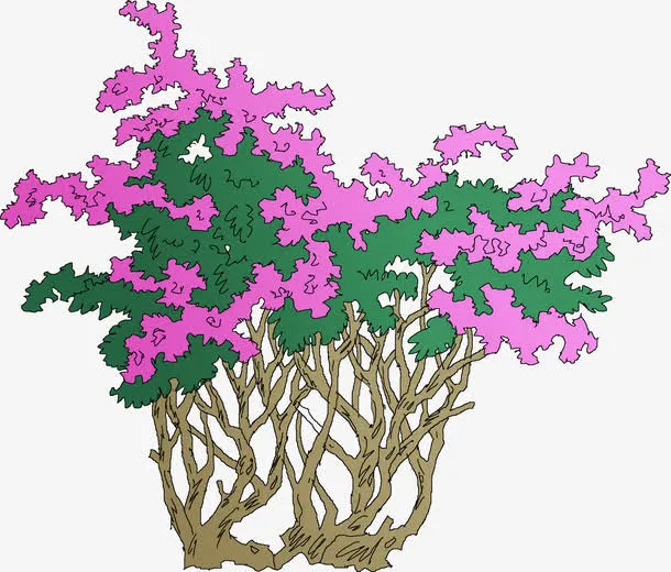 扁平手绘开花的植物园林免抠