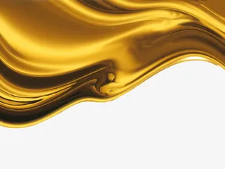 手绘金色绸布免抠