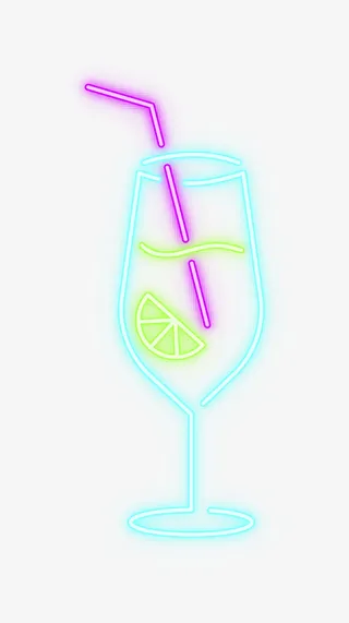 彩色清新霓虹灯饮品免抠