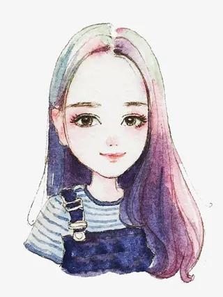 水彩女孩免抠