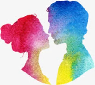 彩色情侣甜蜜素材免抠