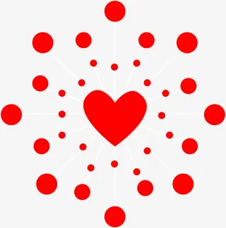 红色圆圈爱心雪花免抠