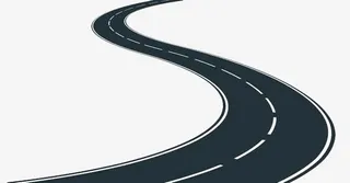 手绘灰色弯道公路免抠