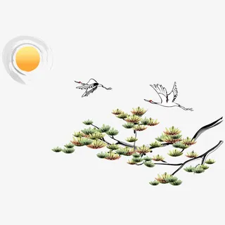 松鹤延年吉祥免抠