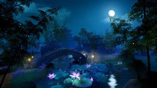 蓝色安静夜空花朵免抠