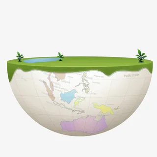 白色质感圆形地球生态免抠