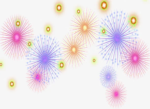 灿烂烟花欢度春节免抠