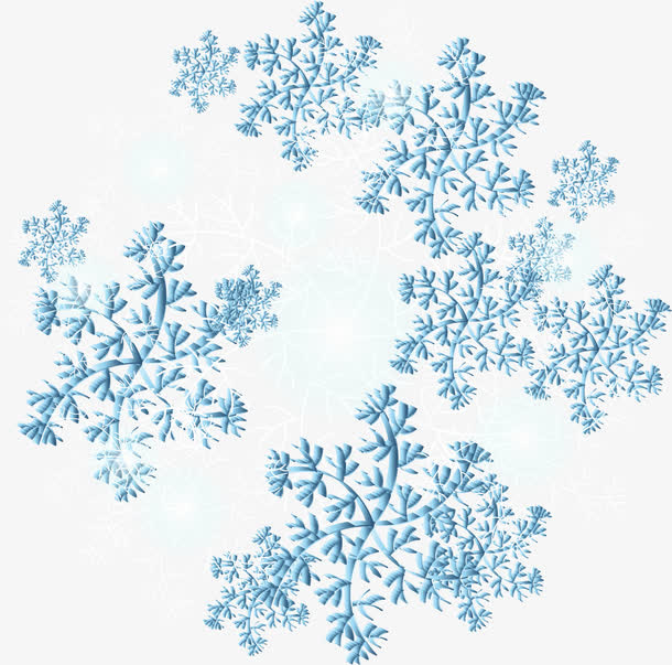 蓝色线条雪花免抠