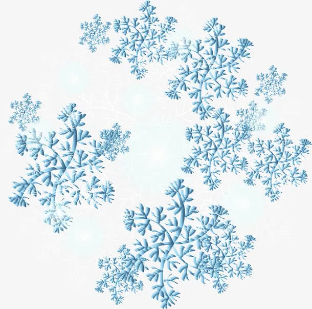 蓝色线条雪花免抠