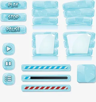 蓝色的游戏界面图案免抠