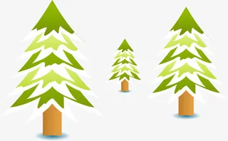 积雪卡通松树圣诞树矢量图免抠