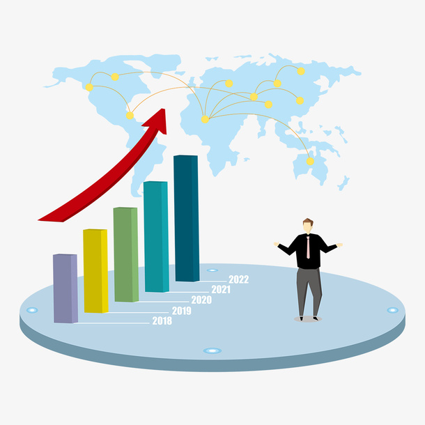 卡通经济发展趋势图免抠