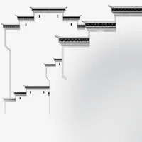 手绘古风城墙主页装修免抠
