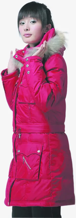 冬日连帽羽绒服女款电商免抠