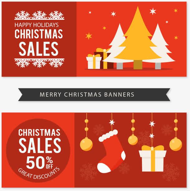 矢量手绘圣诞标签免抠