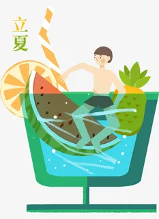 手绘装饰插图清凉夏日立夏装饰插免抠 手绘装饰插图清凉夏日立夏装饰插免抠