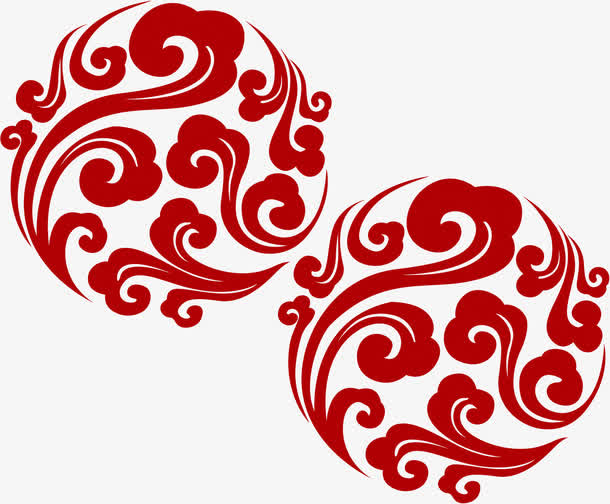 中秋节红色印花效果免抠