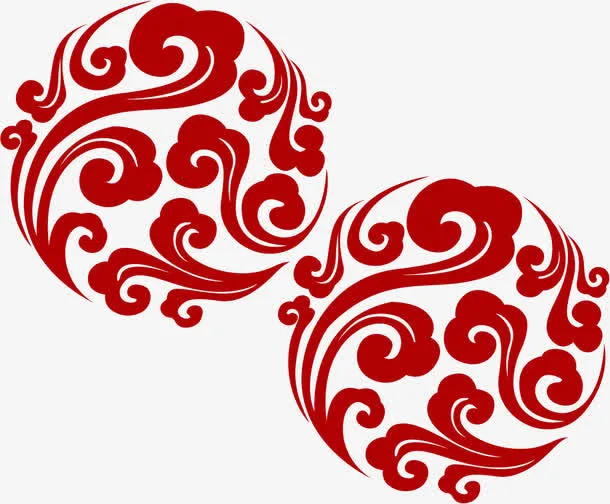 中秋节红色印花效果免抠