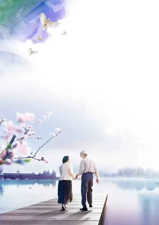 夕阳红老人旅游宣传海报背景模板高清