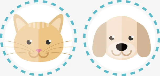 猫头狗头矢量图免抠
